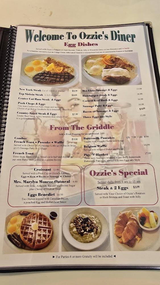 Ozzie's Diner Menu image 1